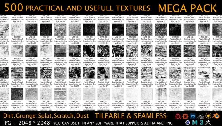 500个实用缺陷高光遮罩贴图 ArtStation - MEGA PACK - 500 Practical and useful Stencil imperfection