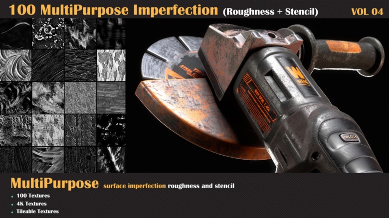 100个平铺多用途缺陷高光遮罩贴图 ArtStation - 100 MultiPurpose Imperfection VOL 04