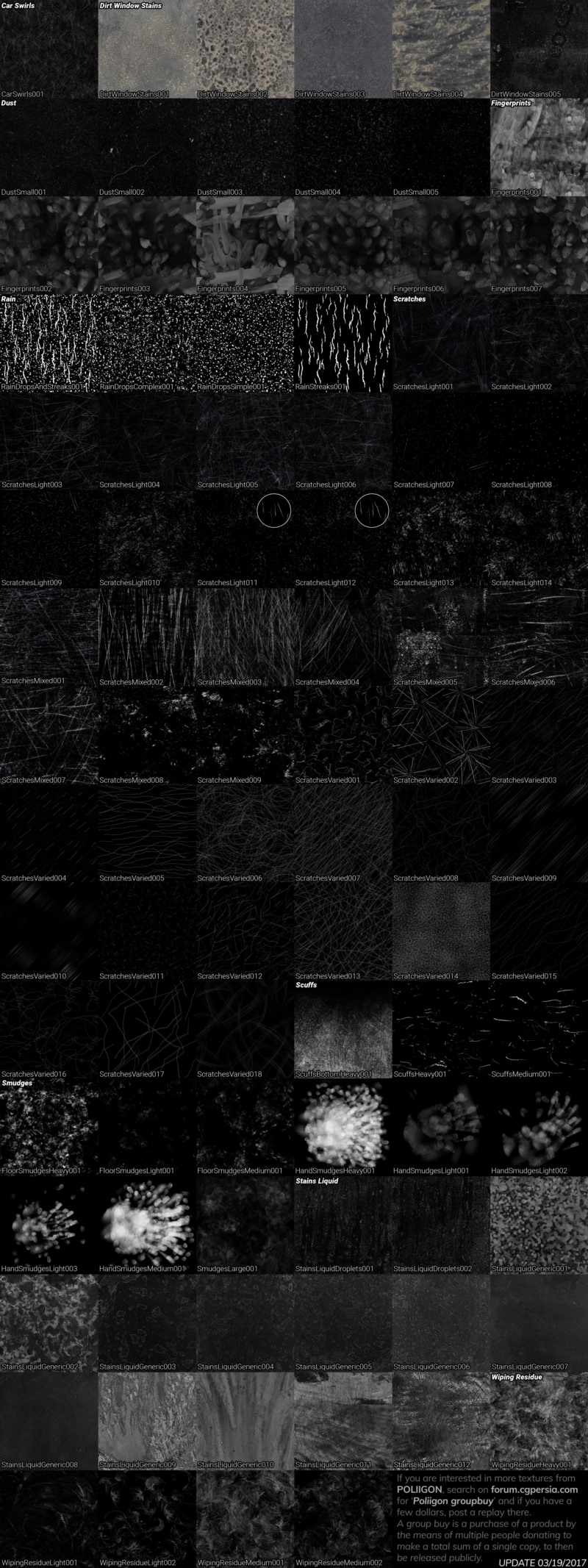 74个8K表面缺陷高光遮罩贴图 Poliigon – Surface Imperfections