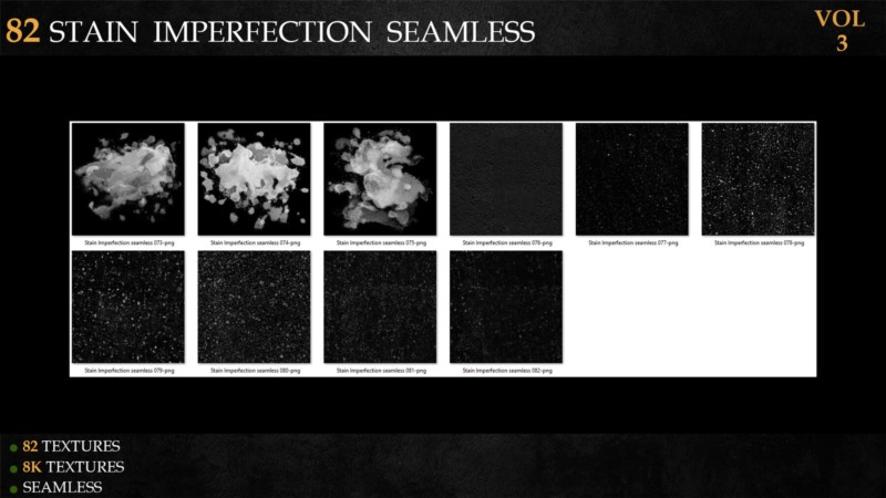 82个染色瑕疵无缝高光遮罩贴图 ArtStation - 82 Stain Imperfection Seamless - Vol3