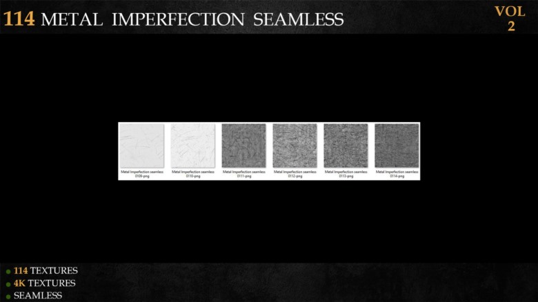 114种无缝金属缺陷高光遮罩贴图 ArtStation - 114 Metal Imperfection Seamless - Vol 2