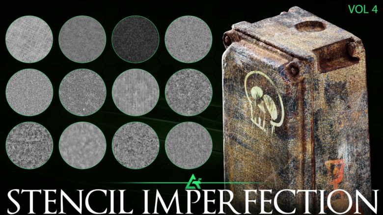 100个实用缺陷高光遮罩贴图 ArtStation - MEGA PACK 100 Practical and useful Stencil imperfection VOL 4