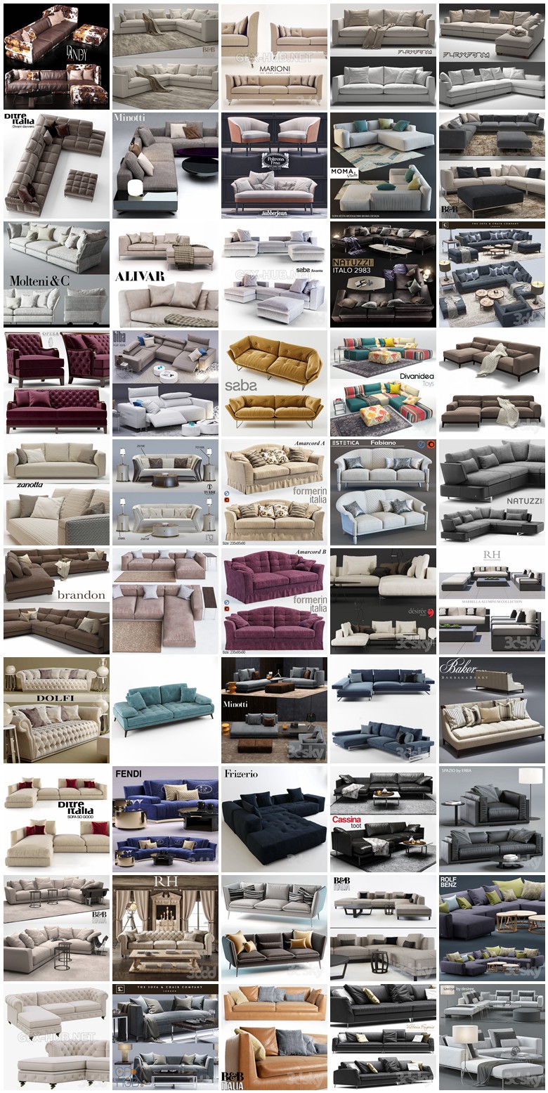 1200套沙发模型合集 3DSky Sofa 3D model 1200 collection