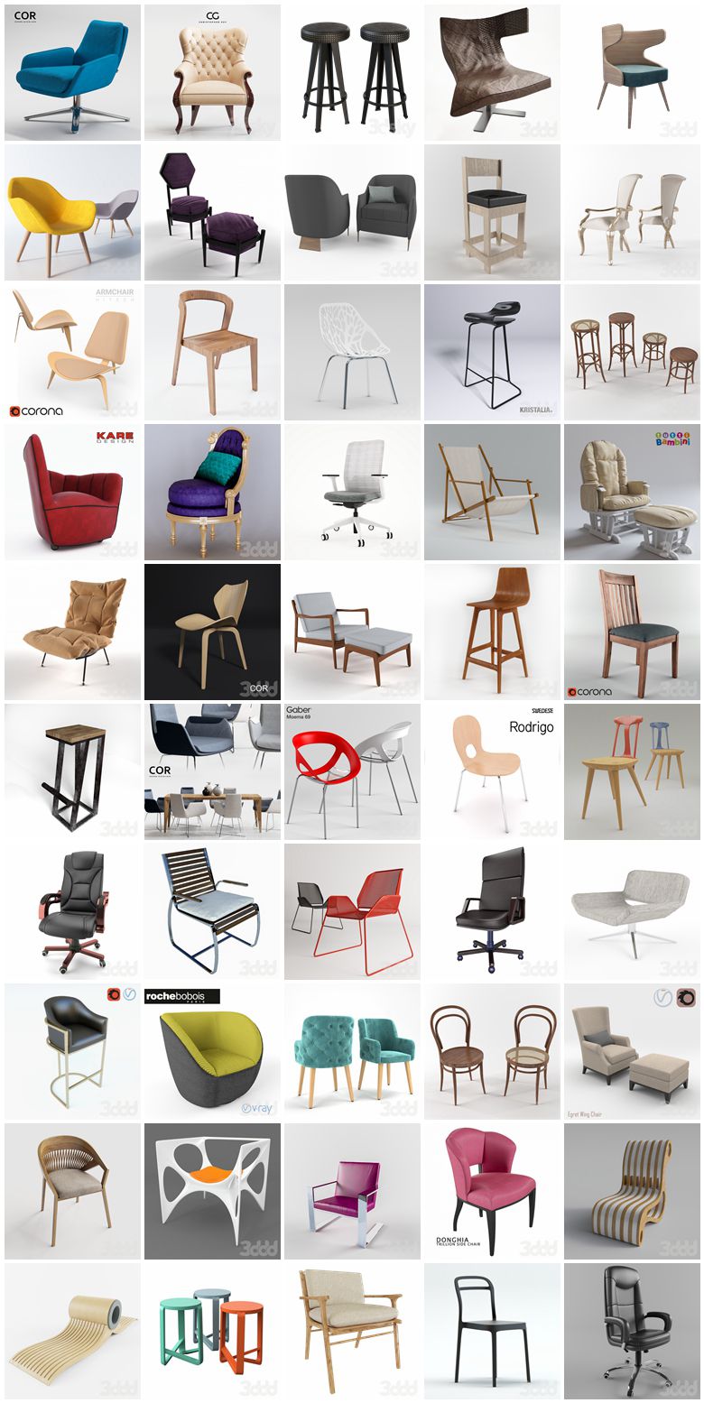 3000套椅子3d模型合集 3Dsky Chair 3D model 3000 collection