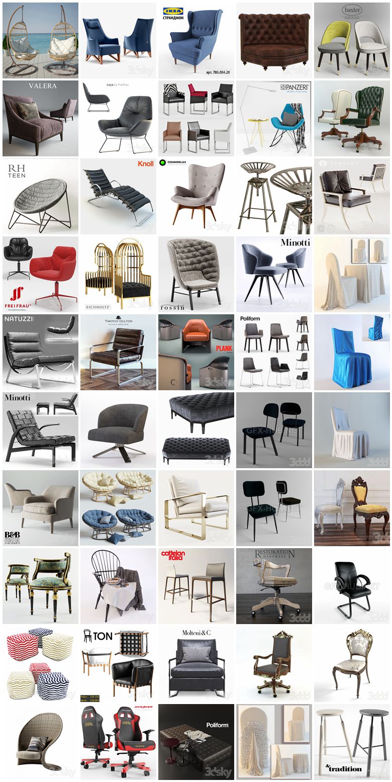 3000套椅子3d模型合集 3Dsky Chair 3D model 3000 collection