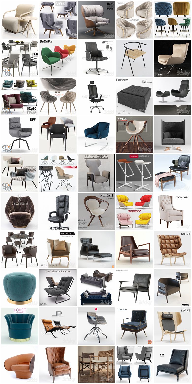 3000套椅子3d模型合集 3Dsky Chair 3D model 3000 collection