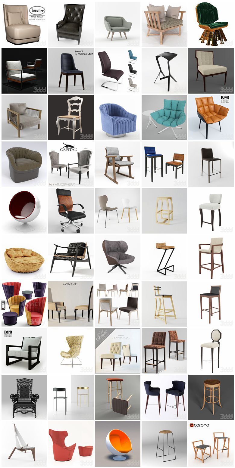 3000套椅子3d模型合集 3Dsky Chair 3D model 3000 collection