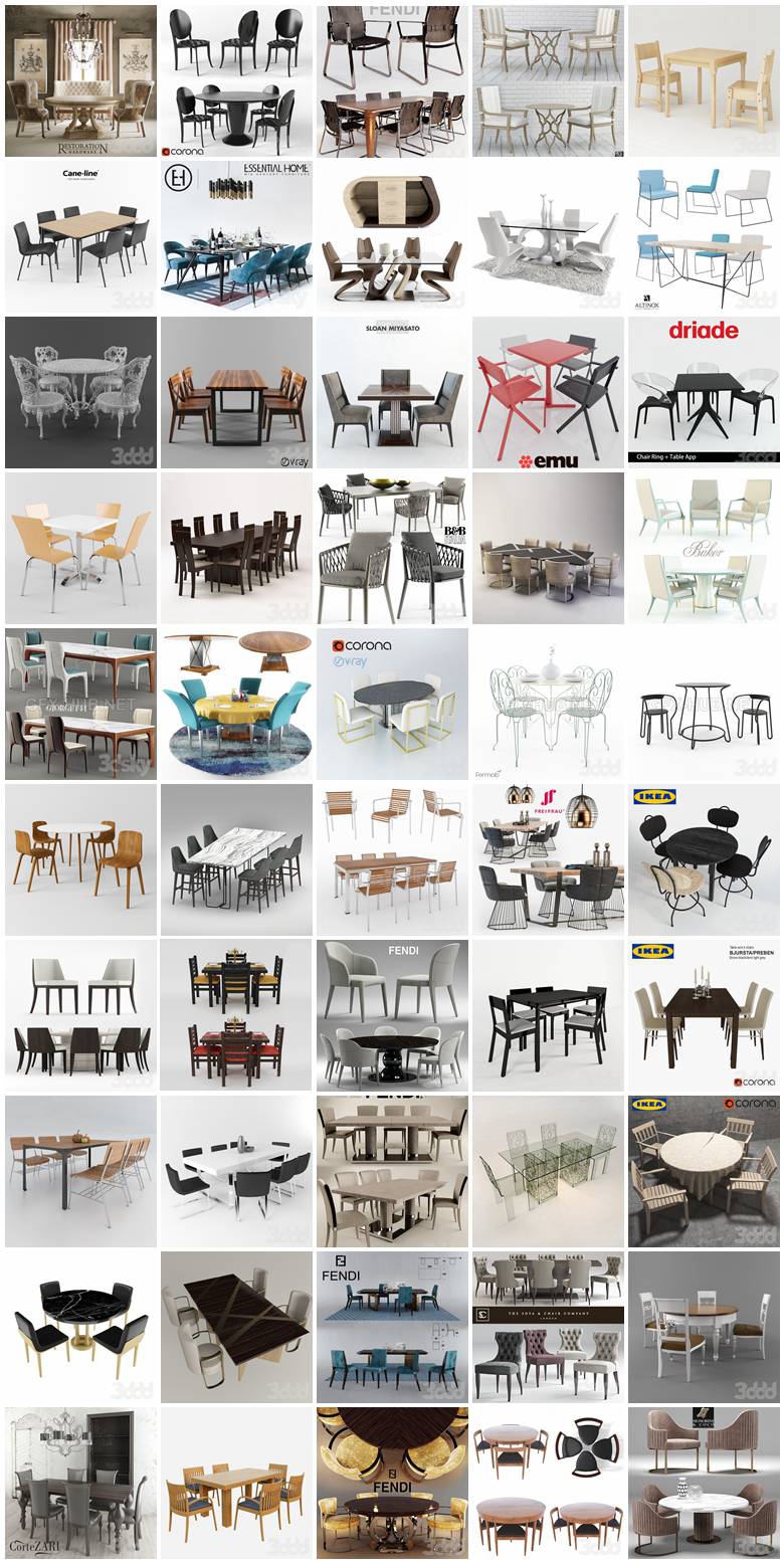 桌椅组合3d模型260个合集 3Dsky Table and chair combination 3D model 260 collections