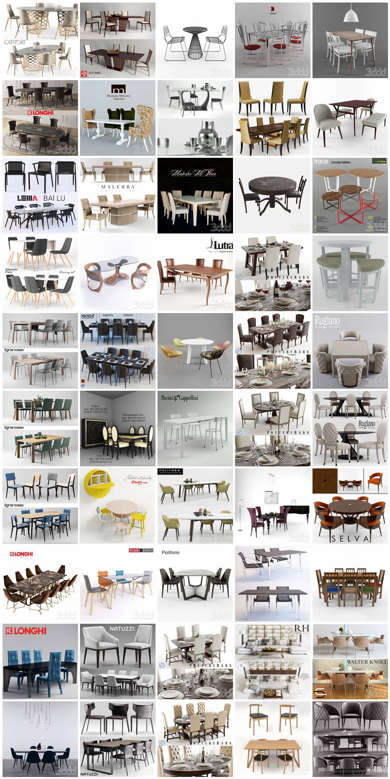 桌椅组合3d模型260个合集 3Dsky Table and chair combination 3D model 260 collections