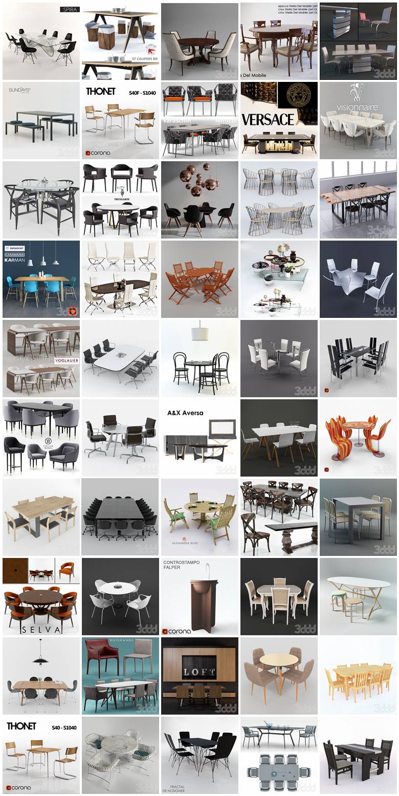 桌椅组合3d模型260个合集 3Dsky Table and chair combination 3D model 260 collections