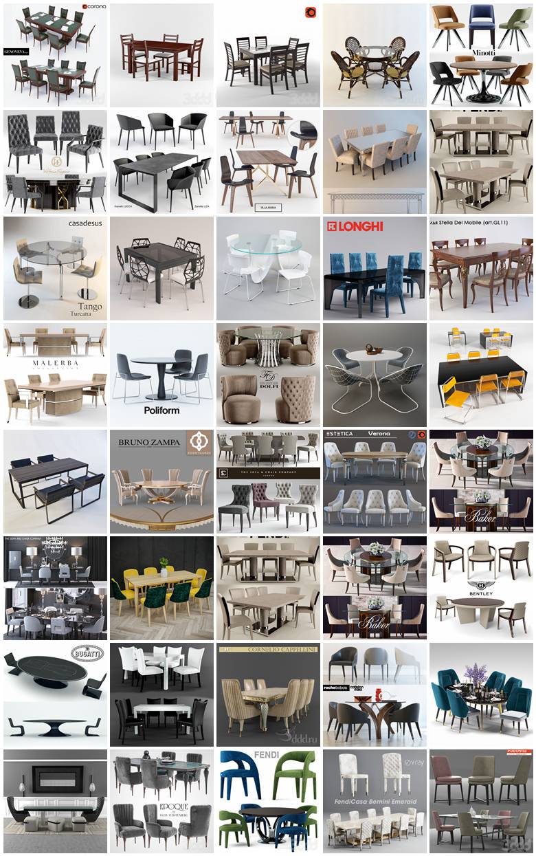 桌椅组合3d模型260个合集 3Dsky Table and chair combination 3D model 260 collections