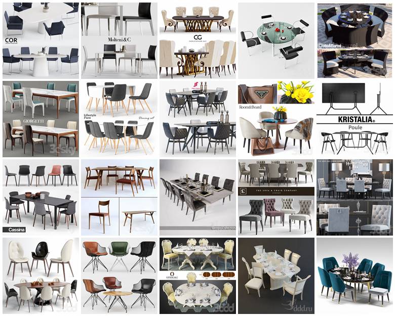 桌椅组合3d模型260个合集 3Dsky Table and chair combination 3D model 260 collections