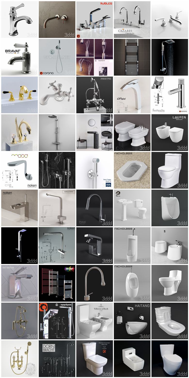 600套浴室用品3D模型合集 3Dsky 600 collections of bathroom supplies 3D models