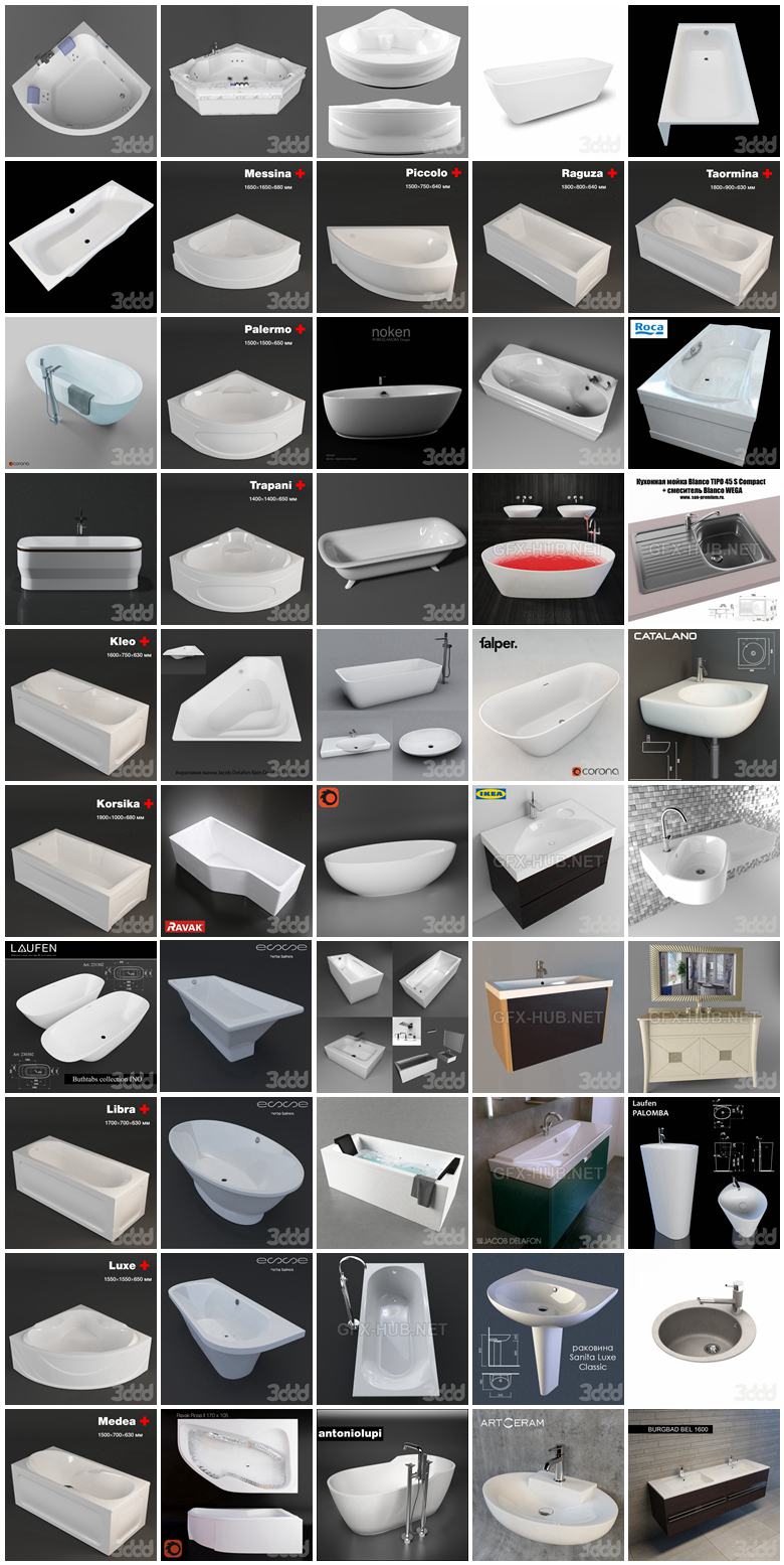 600套浴室用品3D模型合集 3Dsky 600 collections of bathroom supplies 3D models