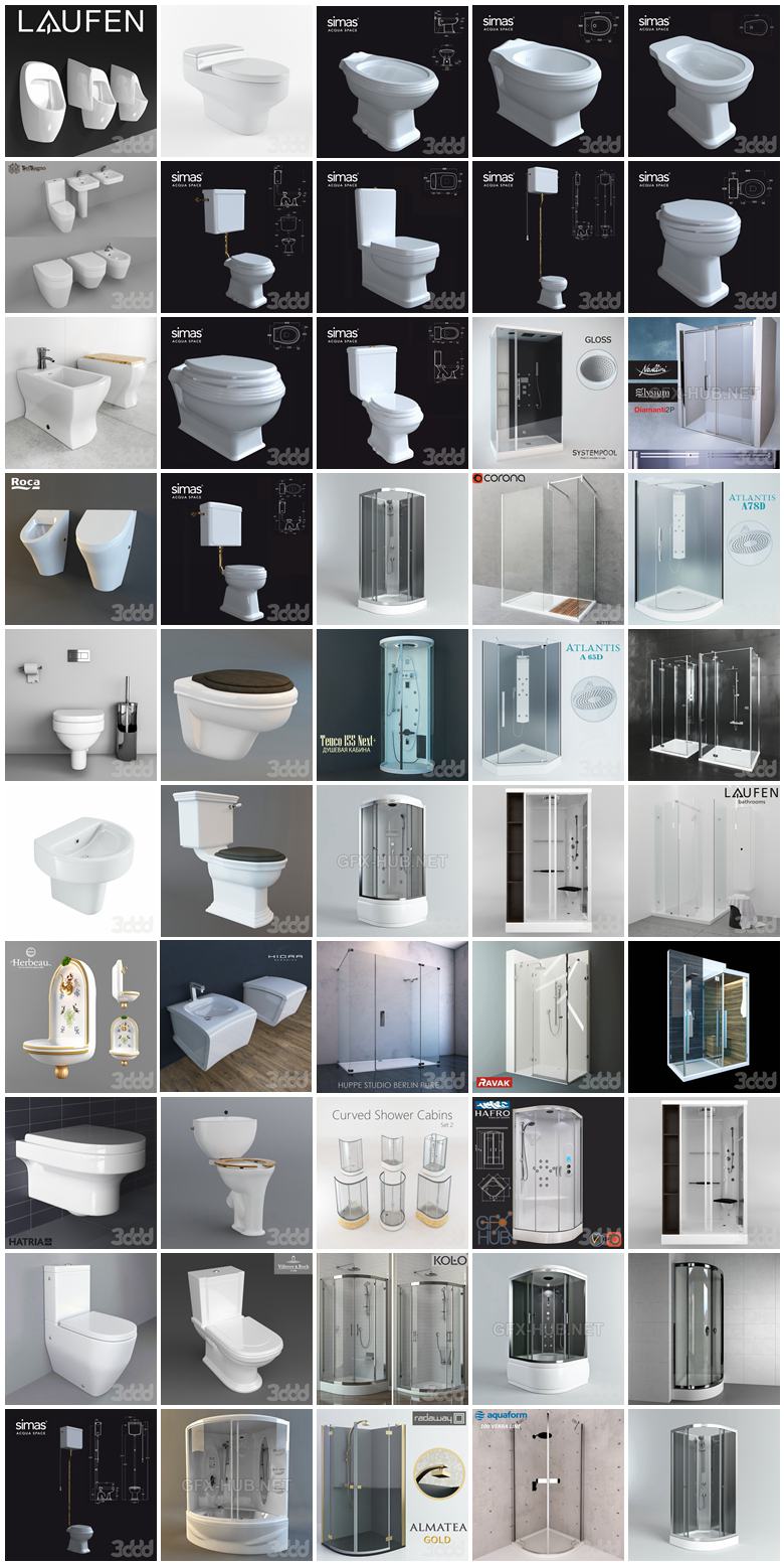 600套浴室用品3D模型合集 3Dsky 600 collections of bathroom supplies 3D models