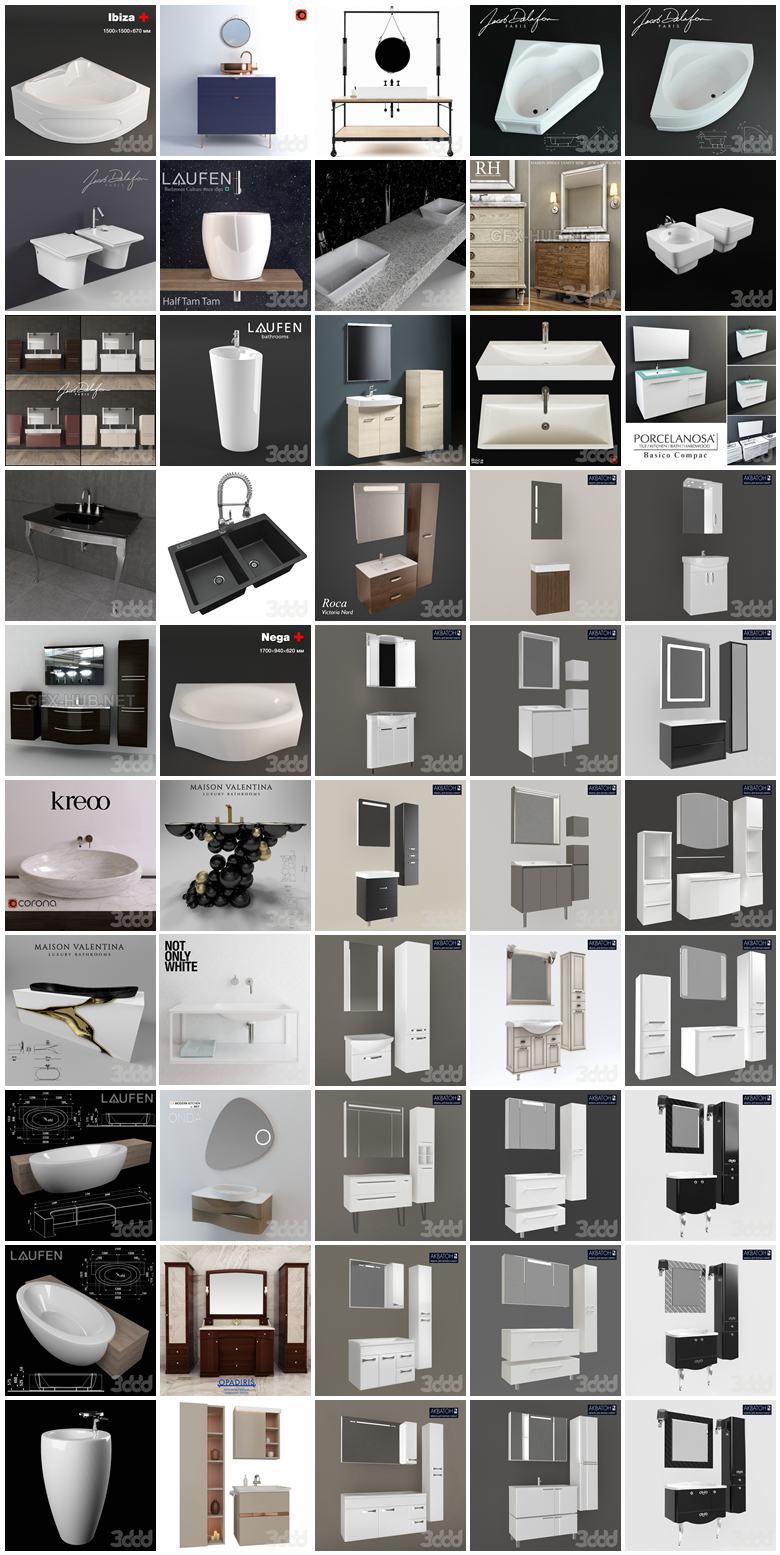600套浴室用品3D模型合集 3Dsky 600 collections of bathroom supplies 3D models