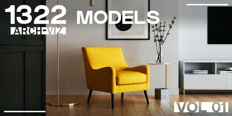 1322个室内家具床桌椅柜子沙发灯具植物Blender模型 Interior Models VOL 01