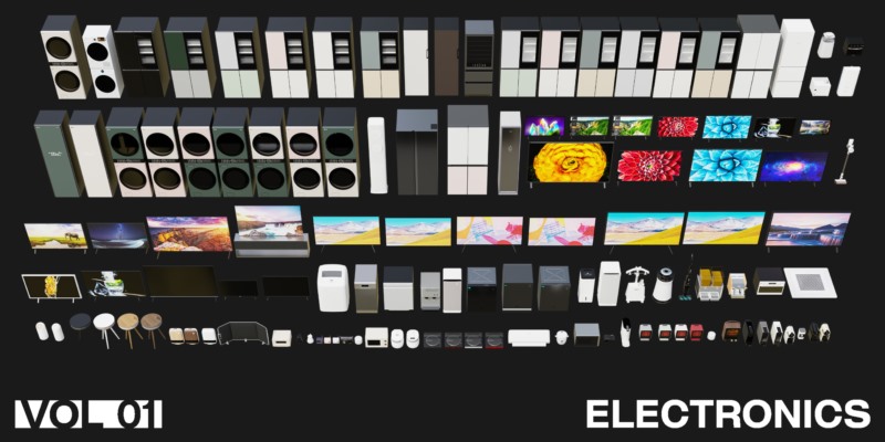 1322个室内家具床桌椅柜子沙发灯具植物Blender模型 Interior Models VOL 01