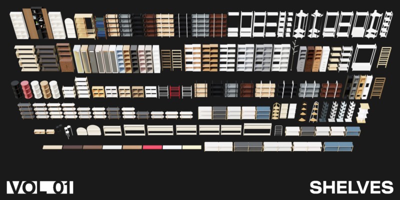 1322个室内家具床桌椅柜子沙发灯具植物Blender模型 Interior Models VOL 01
