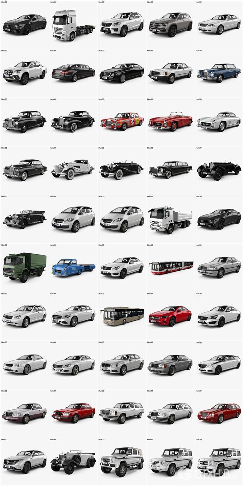 Mercedes Benz 奔驰汽车系列车型130辆3D模型合辑17GB（MAX FBX OBJ）
