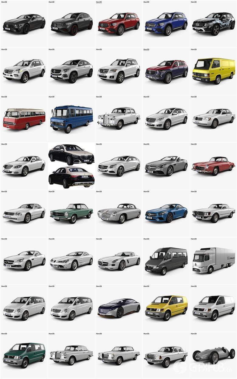 Mercedes Benz 奔驰汽车系列车型130辆3D模型合辑17GB（MAX FBX OBJ）
