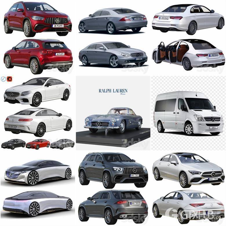 Mercedes Benz 奔驰汽车系列车型130辆3D模型合辑17GB(MAX FBX OBJ)