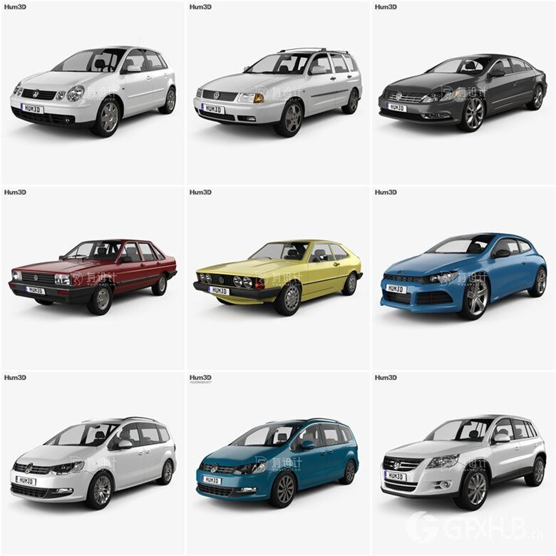 Volkswagen 大众汽车系列车型72辆3D模型合辑（MAX FBX OBJ）
