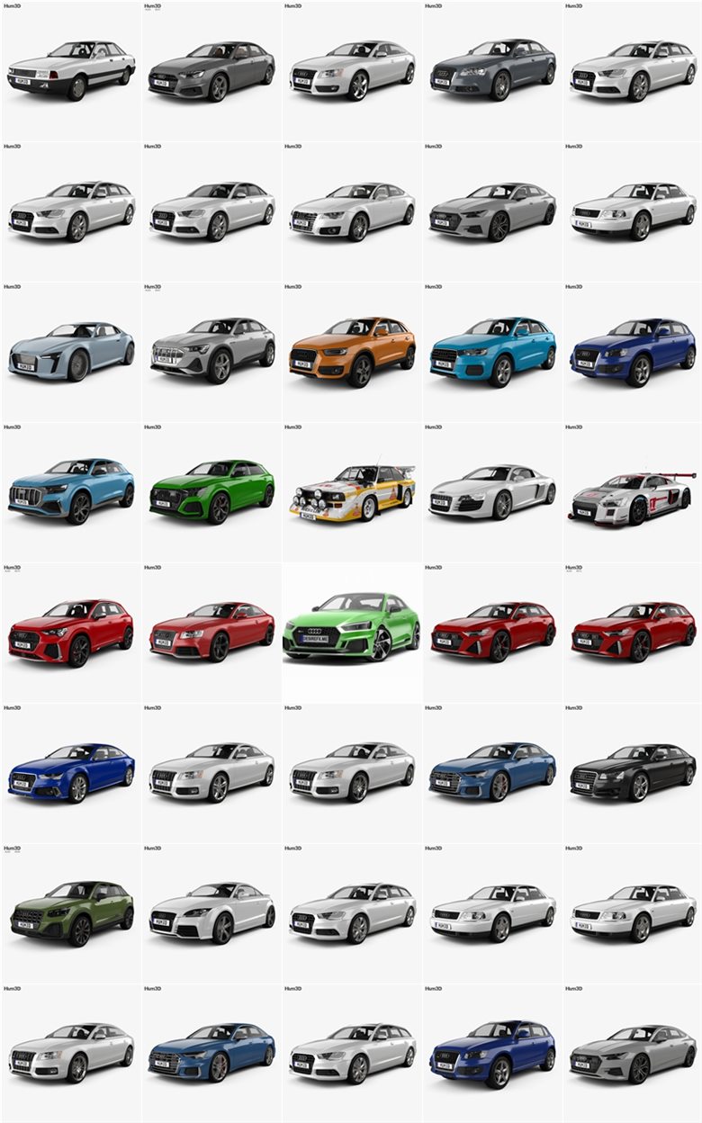 Audi 奥迪汽车系列车型49辆3D模型合辑（MAX FBX OBJ）
