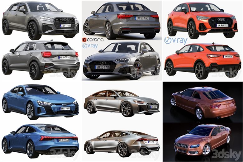 Audi 奥迪汽车系列车型49辆3D模型合辑（MAX FBX OBJ）
