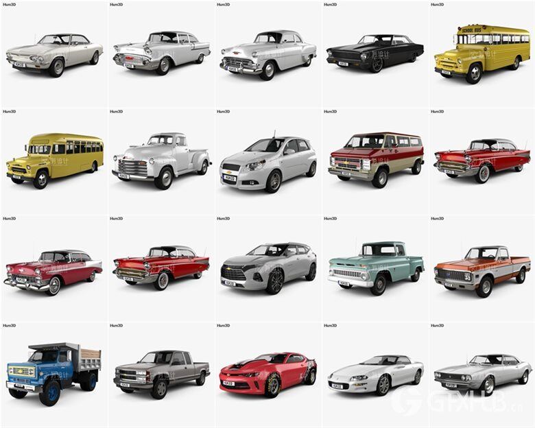 Chevrolet雪佛兰汽车系列车型3D模型合辑77辆 (MAXFBXOBJ) 6.6GB
