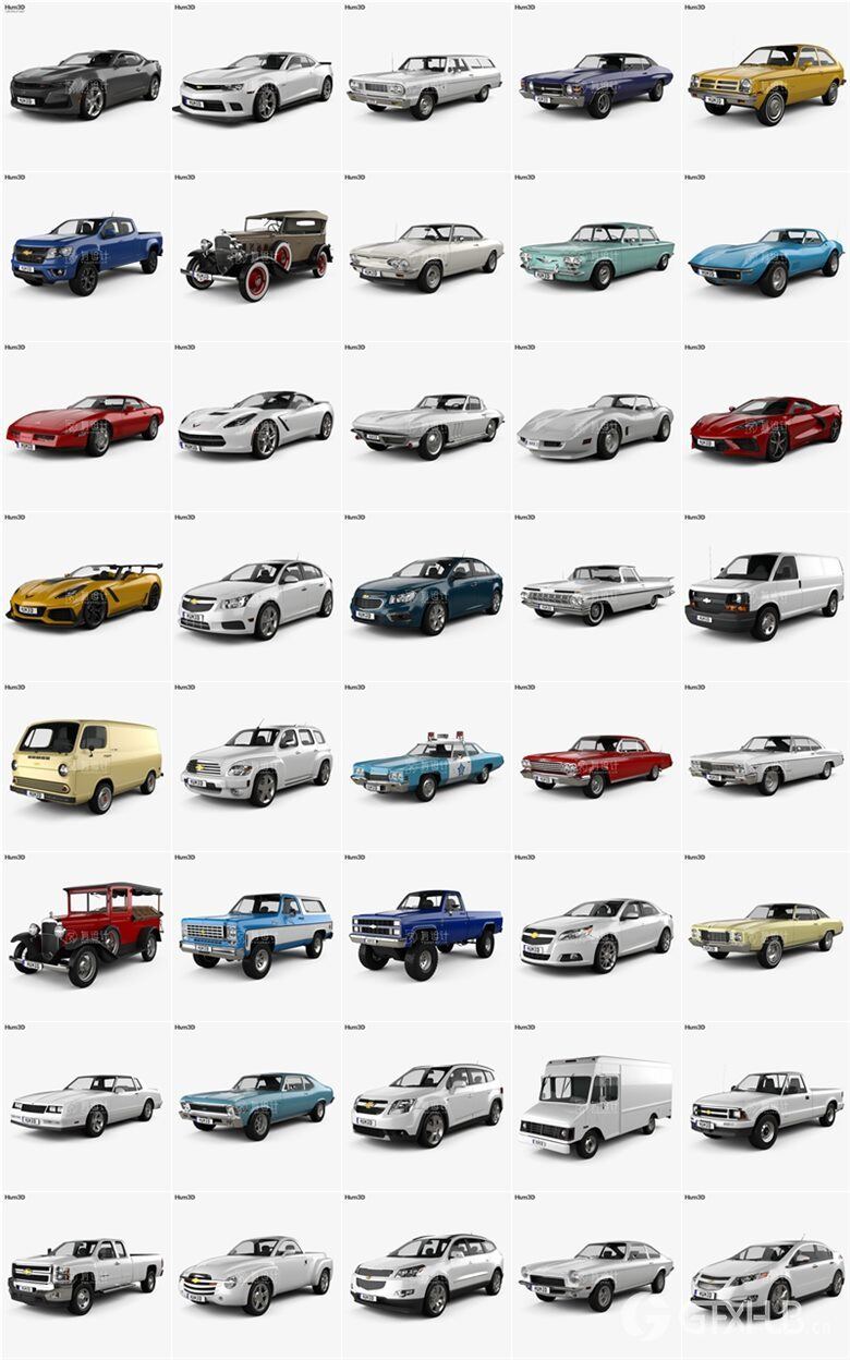 Chevrolet雪佛兰汽车系列车型3D模型合辑77辆 (MAXFBXOBJ) 6.6GB