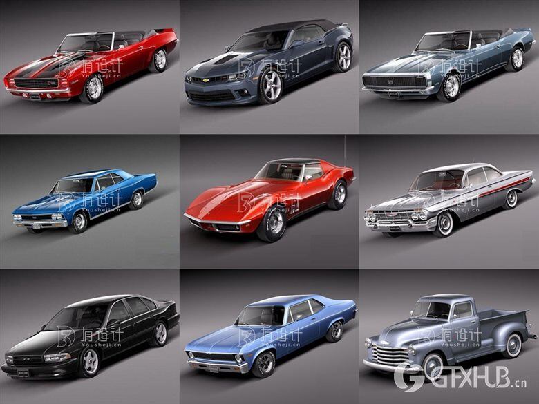 Chevrolet雪佛兰汽车系列车型3D模型合辑77辆 (MAXFBXOBJ) 6.6GB