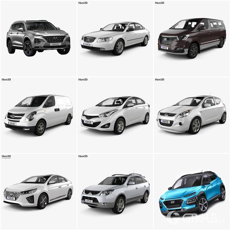 Hyundai现代汽车19辆3D模型合辑免费下载 (MAXFBXOBJ) 10.39GB