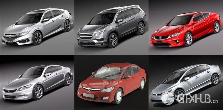 Honda本田汽车系列车型60辆3D模型合辑 (MAXFBXOBJ) 5GB
