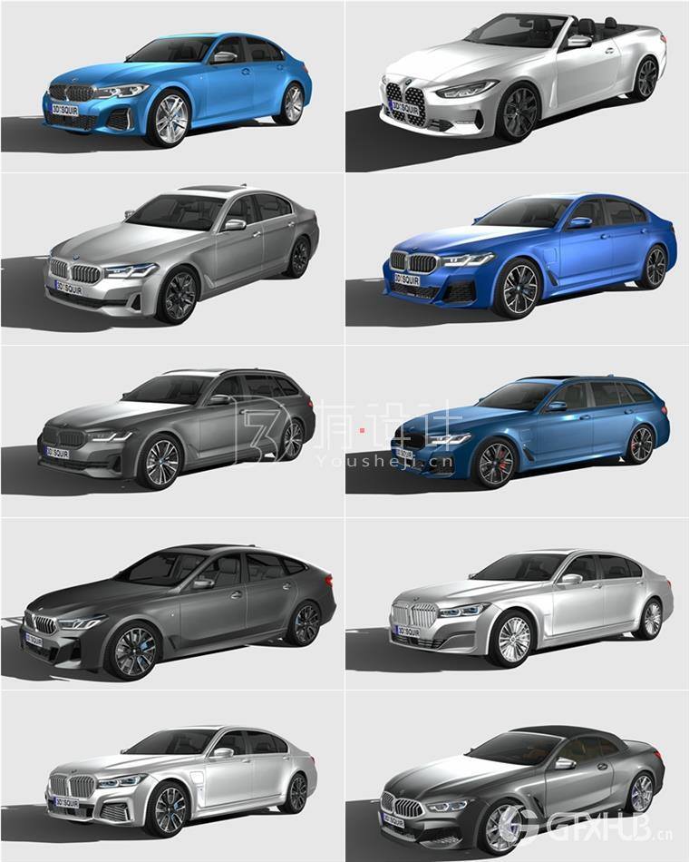 BMW宝马汽车系列车型3D模型合辑66辆 (MAXFBXOBJ) 10.7GB
