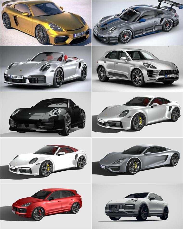 Porsche保时捷汽车系列车型3D模型合辑64辆(MAXFBXOBJ) 7.93GB