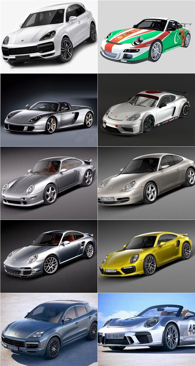 Porsche保时捷汽车系列车型3D模型合辑64辆(MAXFBXOBJ) 7.93GB