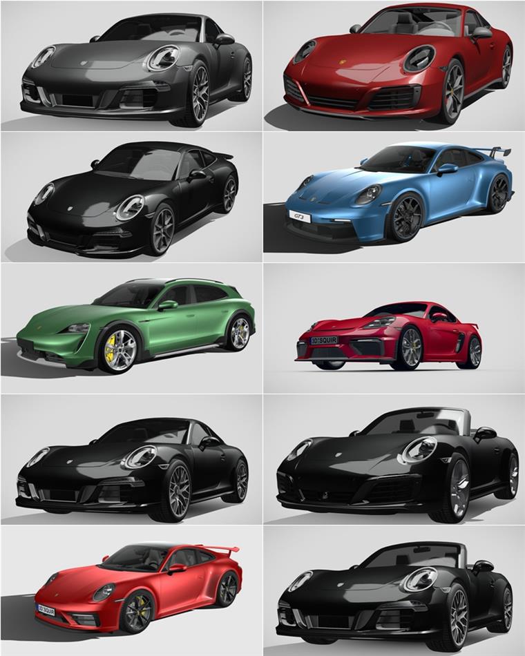 Porsche保时捷汽车系列车型3D模型合辑64辆(MAXFBXOBJ) 7.93GB
