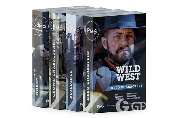 狂野西部系列 | 角色/武器/马匹/建筑物 Big Medium Small – Wild West Collection BUNDLE