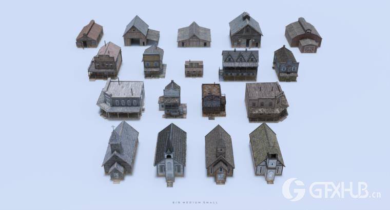 狂野西部系列 | 角色/武器/马匹/建筑物 Big Medium Small – Wild West Collection BUNDLE