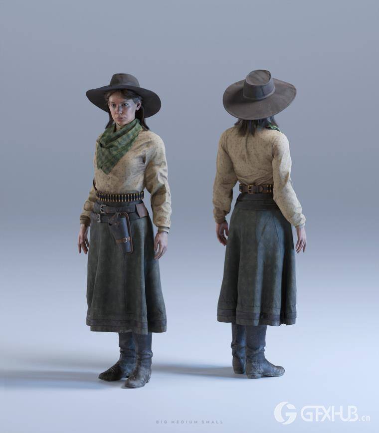 狂野西部系列 | 角色/武器/马匹/建筑物 Big Medium Small – Wild West Collection BUNDLE