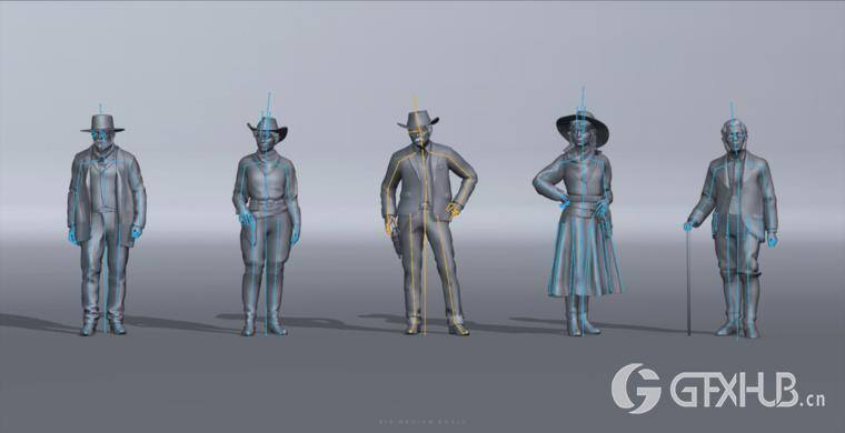 狂野西部系列 | 角色/武器/马匹/建筑物 Big Medium Small – Wild West Collection BUNDLE