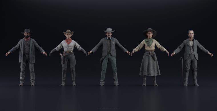狂野西部系列 | 角色/武器/马匹/建筑物 Big Medium Small – Wild West Collection BUNDLE