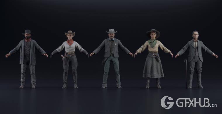 狂野西部系列 | 角色/武器/马匹/建筑物 Big Medium Small – Wild West Collection BUNDLE