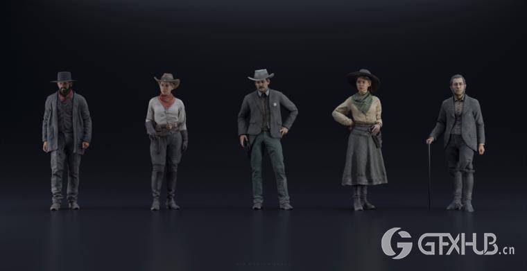 狂野西部系列 | 角色/武器/马匹/建筑物 Big Medium Small – Wild West Collection BUNDLE