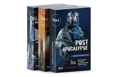 100多件角色、武器、车辆、建筑物、盔甲3D模型 Big Medium Small – Post Apocalypse 3D Collection