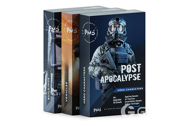 100多件角色、武器、车辆、建筑物、盔甲3D模型 Big Medium Small – Post Apocalypse 3D Collection