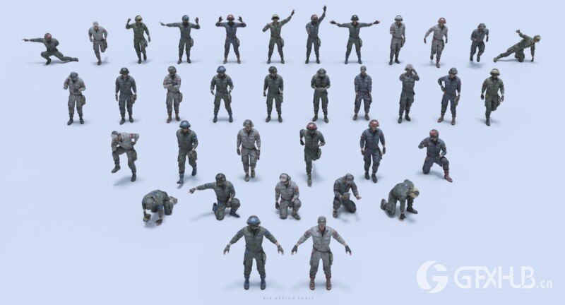 200多个人物角色科幻机甲零件3D模型 Big Medium Small - Mech Squad 3D Collection