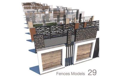 29套现代围栏3D模型 Modern fence collection VR  AR  low-poly 3D model