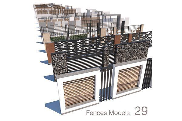 29套现代围栏3D模型 Modern fence collection VR AR low-poly 3D model